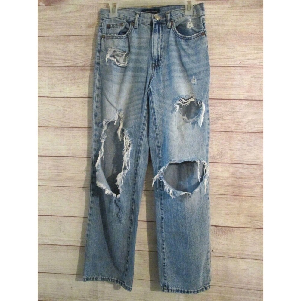 Aeropostale Skater Jeans Women's Size 2 Light Blue Distressed Cotton Denim